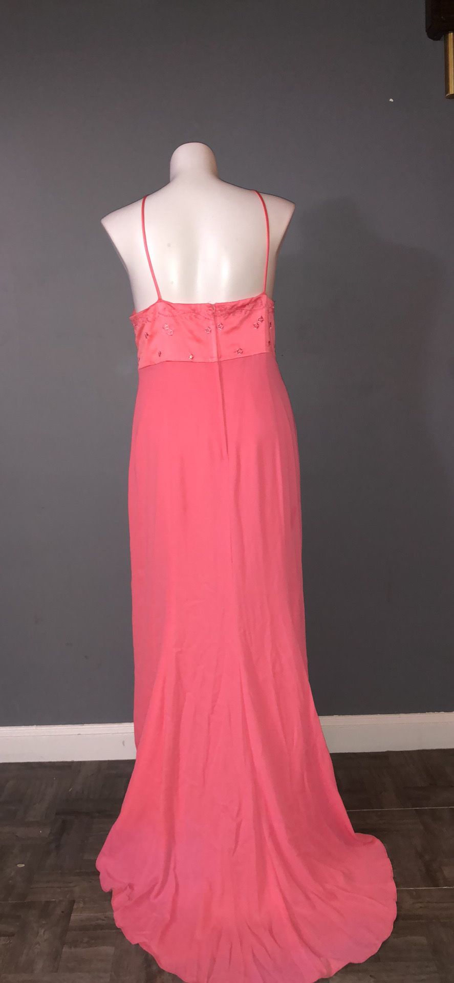 Plus Size 20 Prom Halter Satin Hot Pink Ball Gown on Queenly