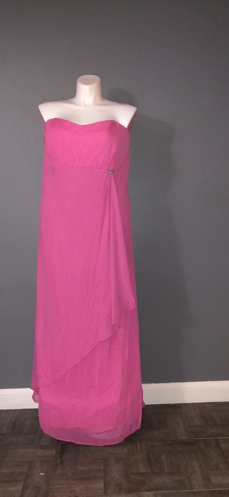 Plus Size 22 Prom Strapless Sheer Hot Pink Ball Gown on Queenly