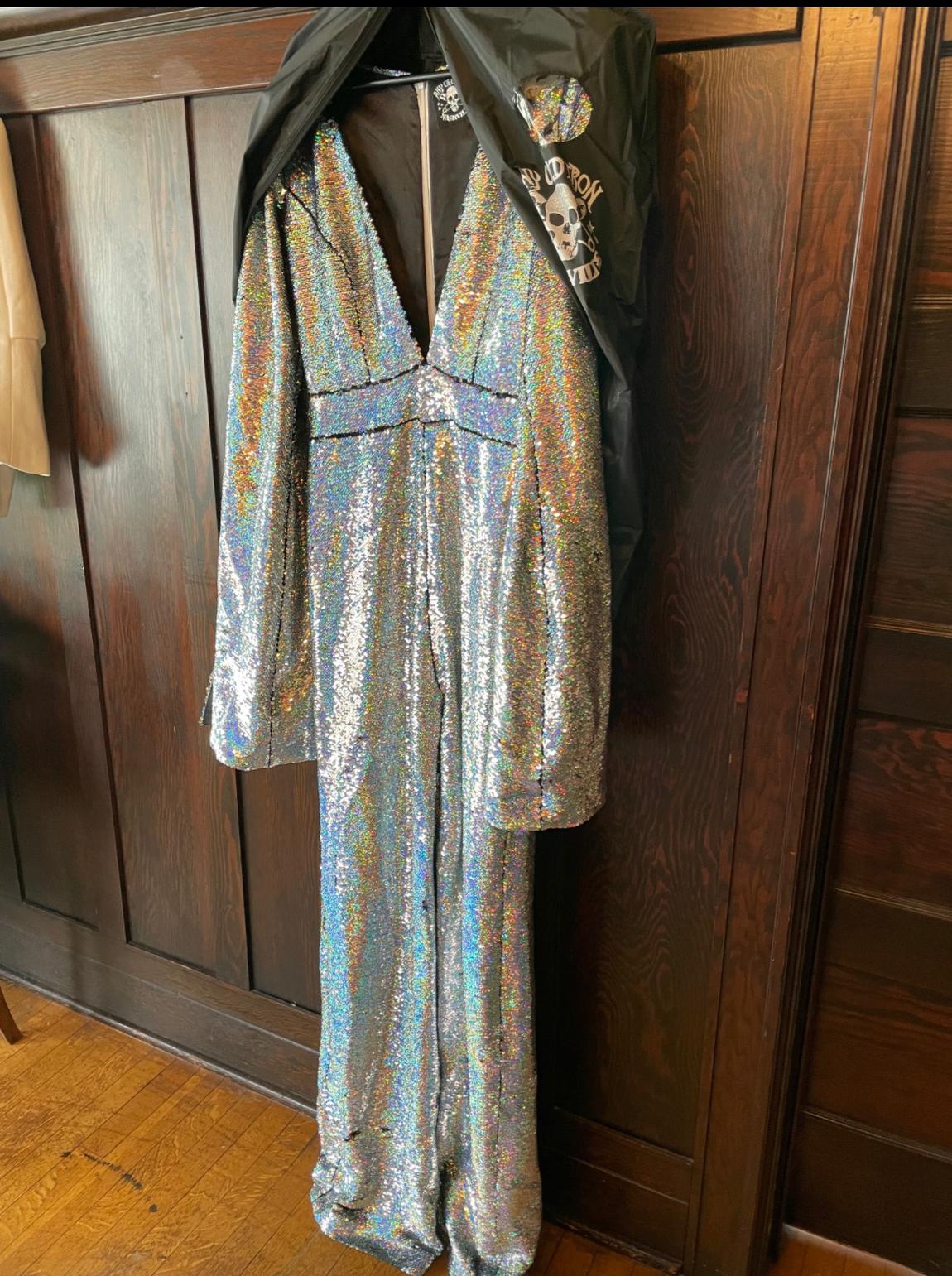 Any Old Iron Size 4 Fun Fashion Sequined Multicolor Formal Jumpsuit on Queenly