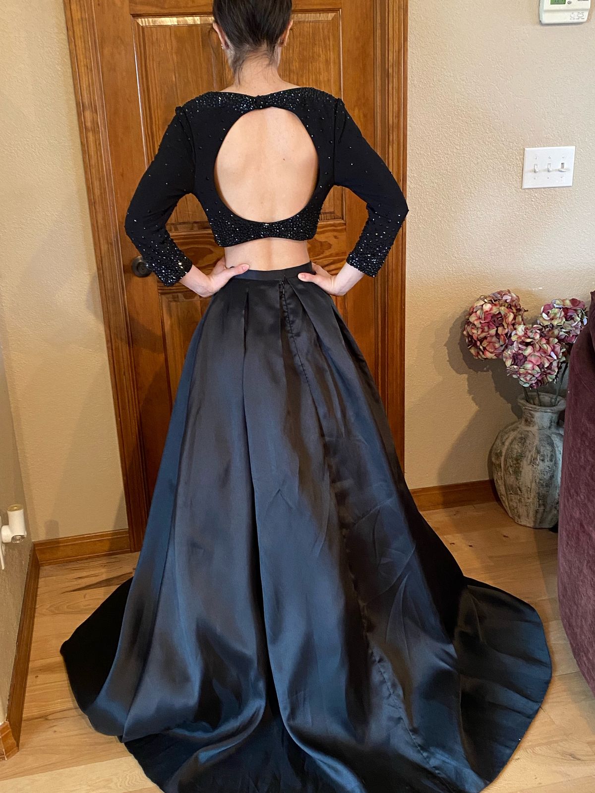 Stylish V Neck Backless Black Long Prom Dresses, Shiny Backless Black –  Shiny Party