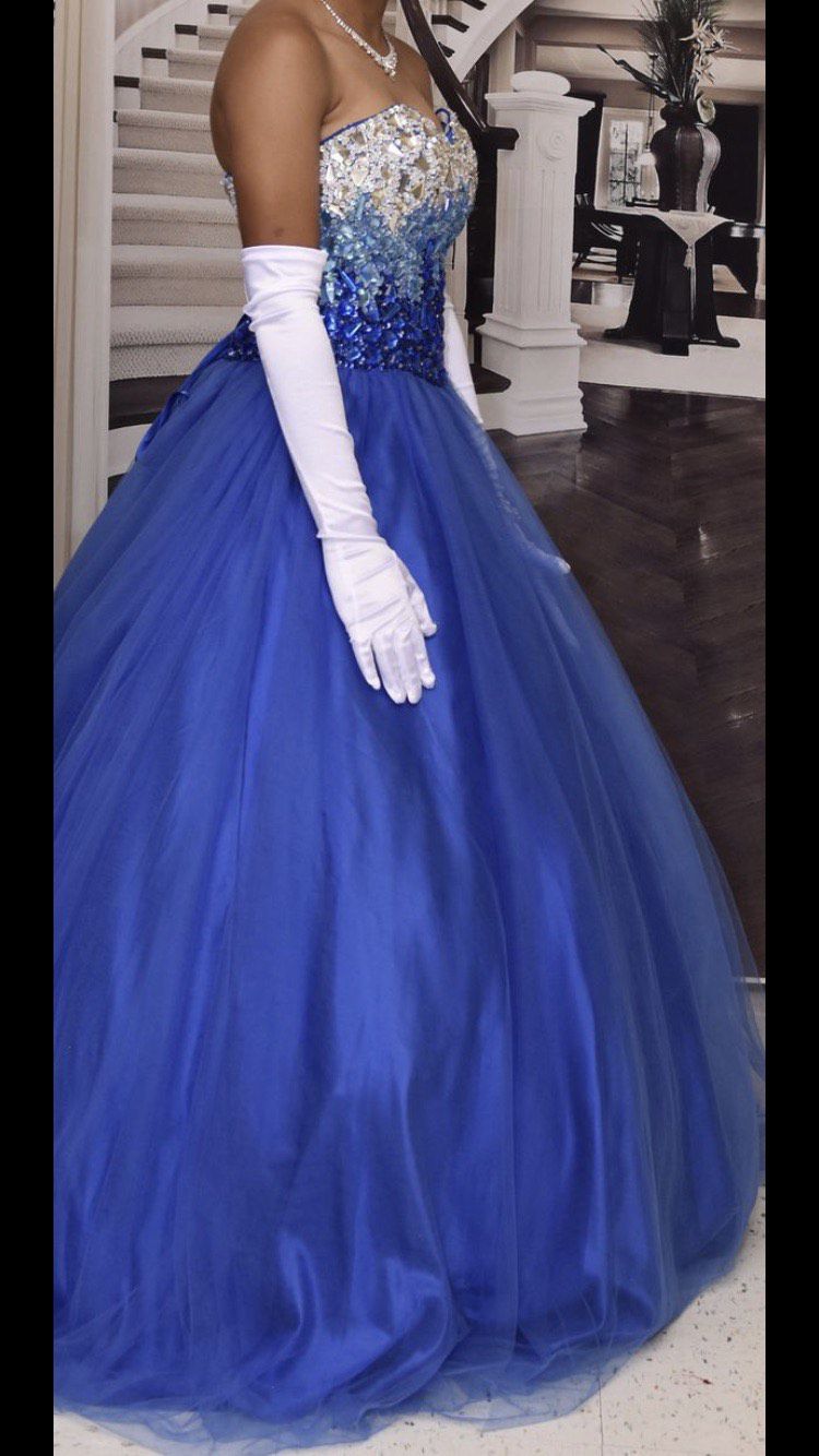 Size 00 Royal Blue Ball Gown on Queenly