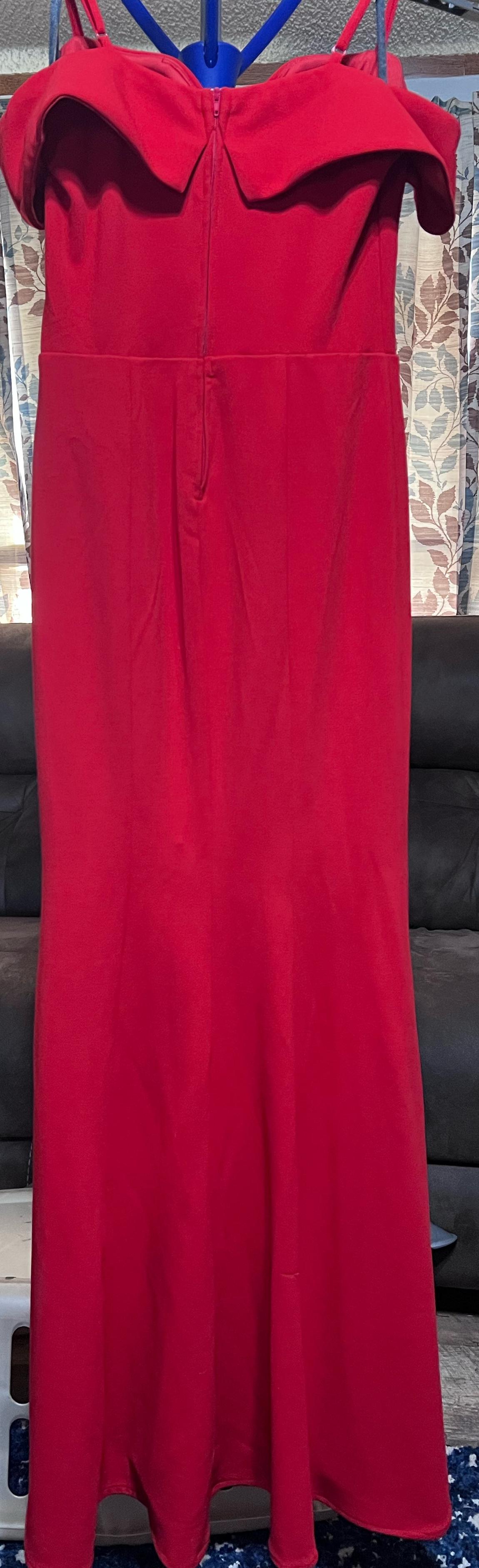 Size 6 Off The Shoulder Red Floor Length Maxi on Queenly