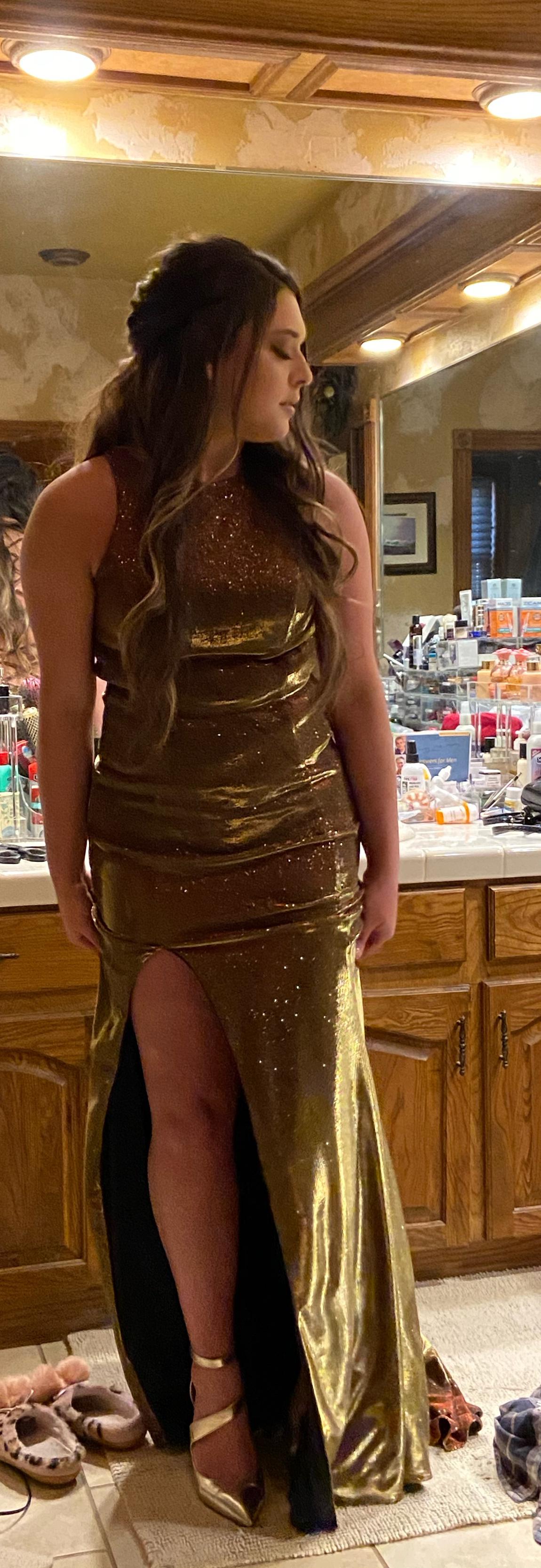 Size 8 Gold Side Slit Dress on Queenly