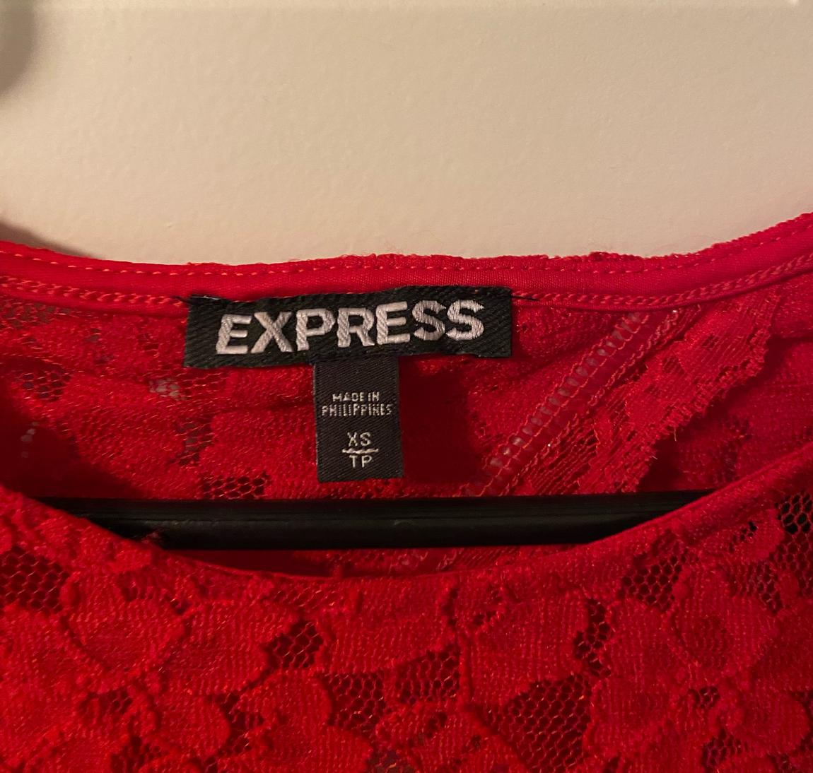 Express Size 0 Long Sleeve Lace Red Cocktail Dress on Queenly