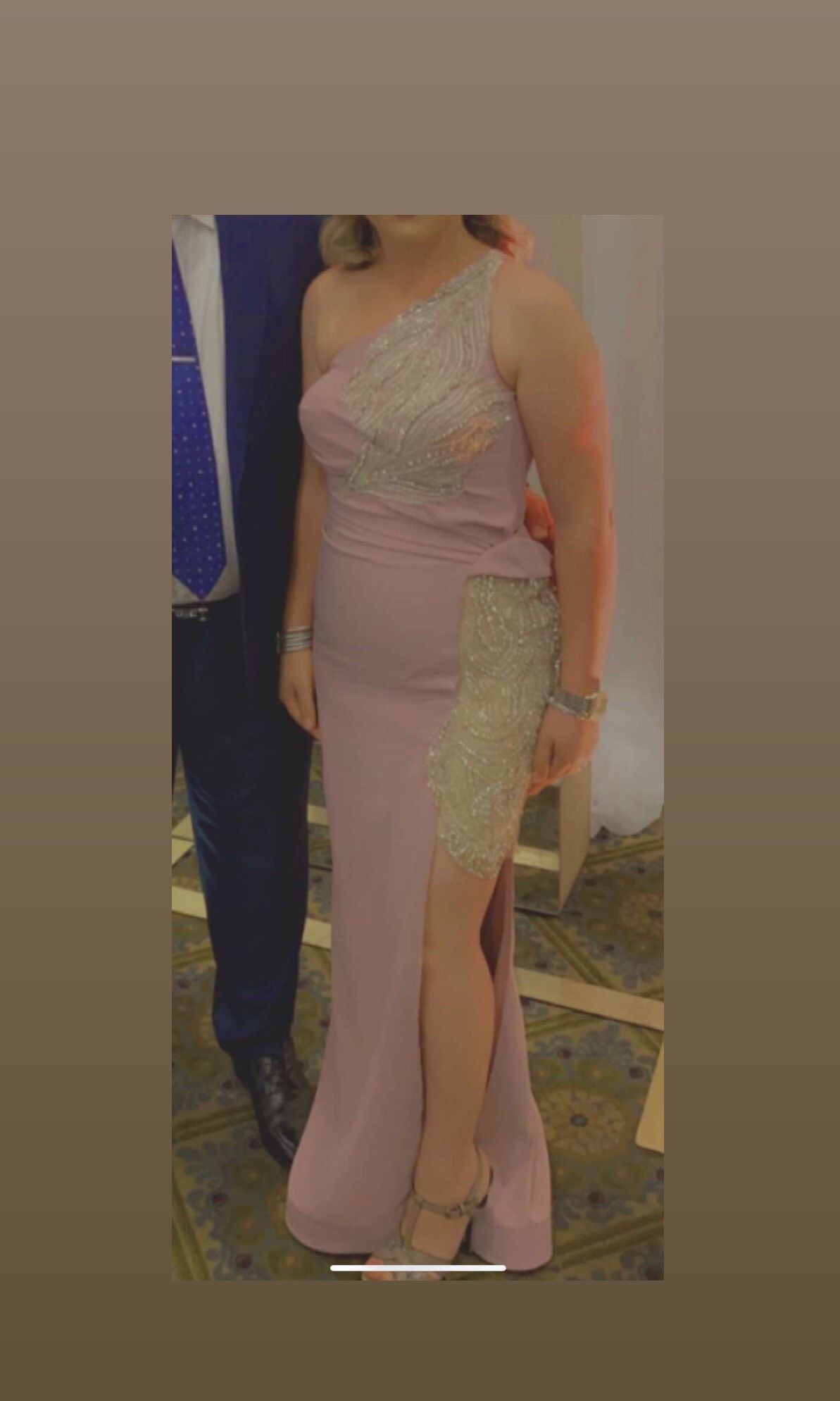 Size 4 Prom One Shoulder Sequined Light Pink Side Slit Dress on Queenly