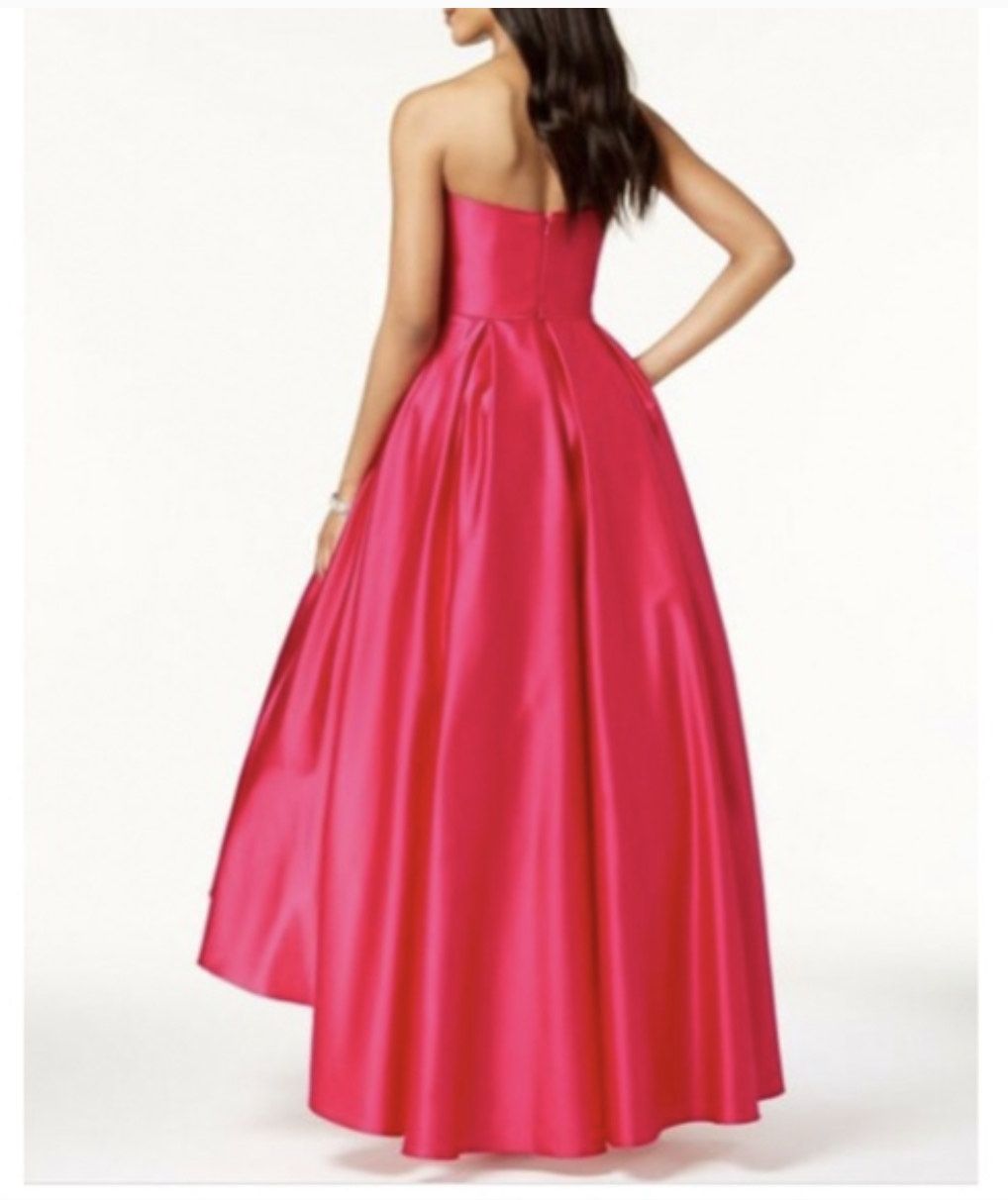 BETSY AND ADAM Size 4 Prom Strapless Satin Hot Pink Ball Gown on Queenly