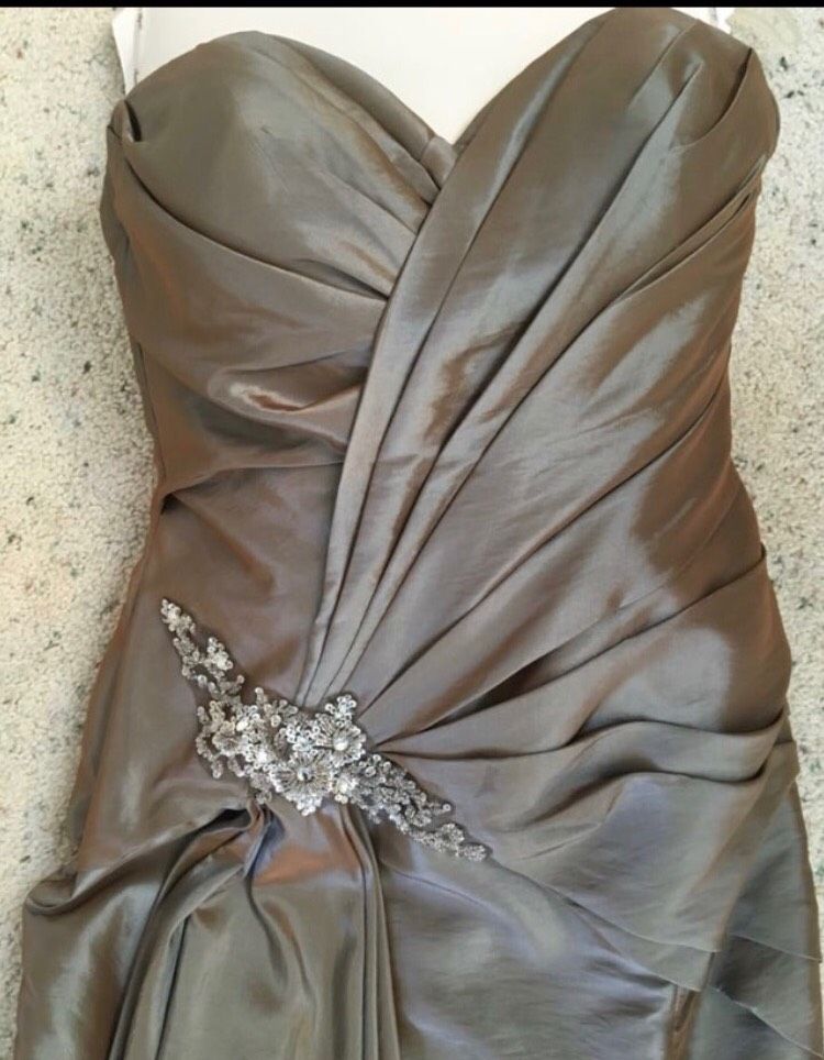 Sparkle Size 12 Strapless Gold Ball Gown on Queenly