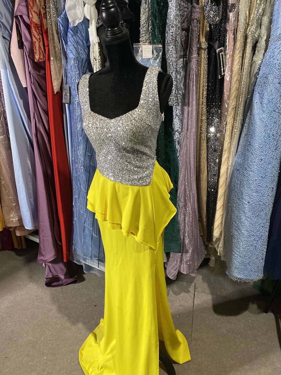 Size 8 Yellow Side Slit Dress on Queenly