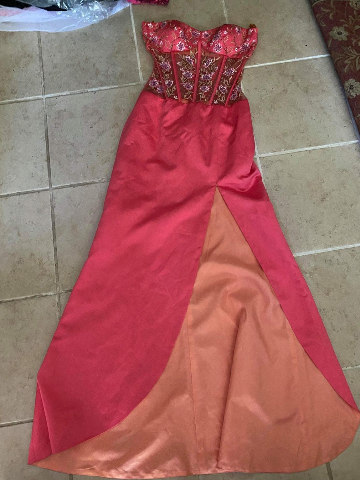 Size 2 Pageant Orange Floor Length Maxi on Queenly