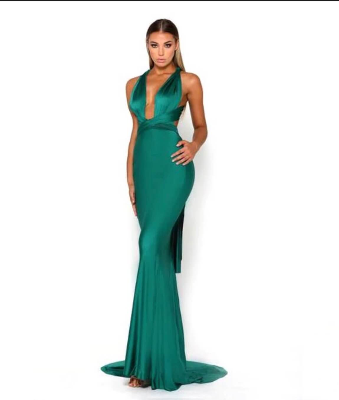 Portia and Scarlett Size 2 Prom Plunge Emerald Green Floor Length Maxi on Queenly