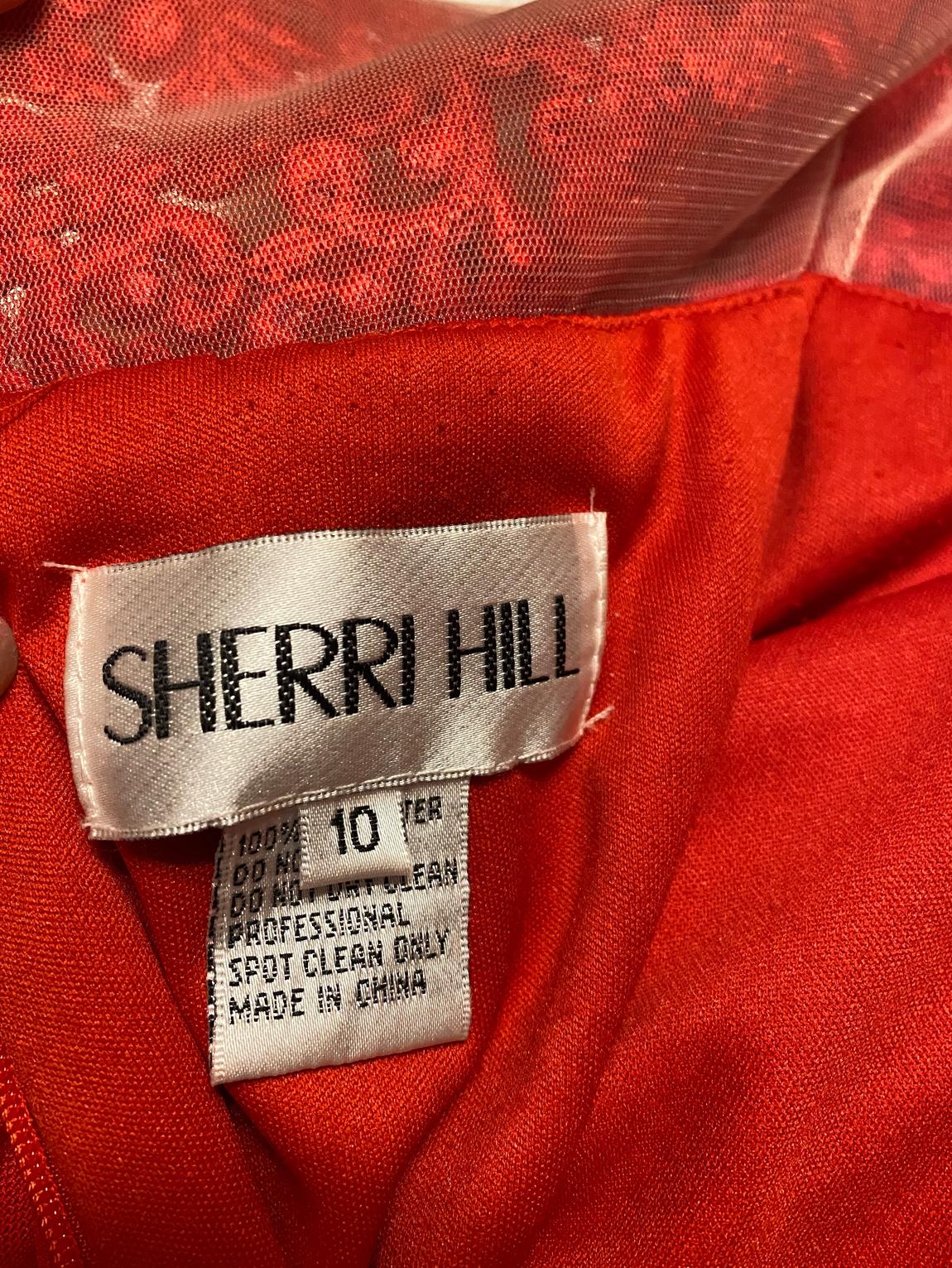 Sherri Hill Size 10 Prom Plunge Lace Red Floor Length Maxi on Queenly