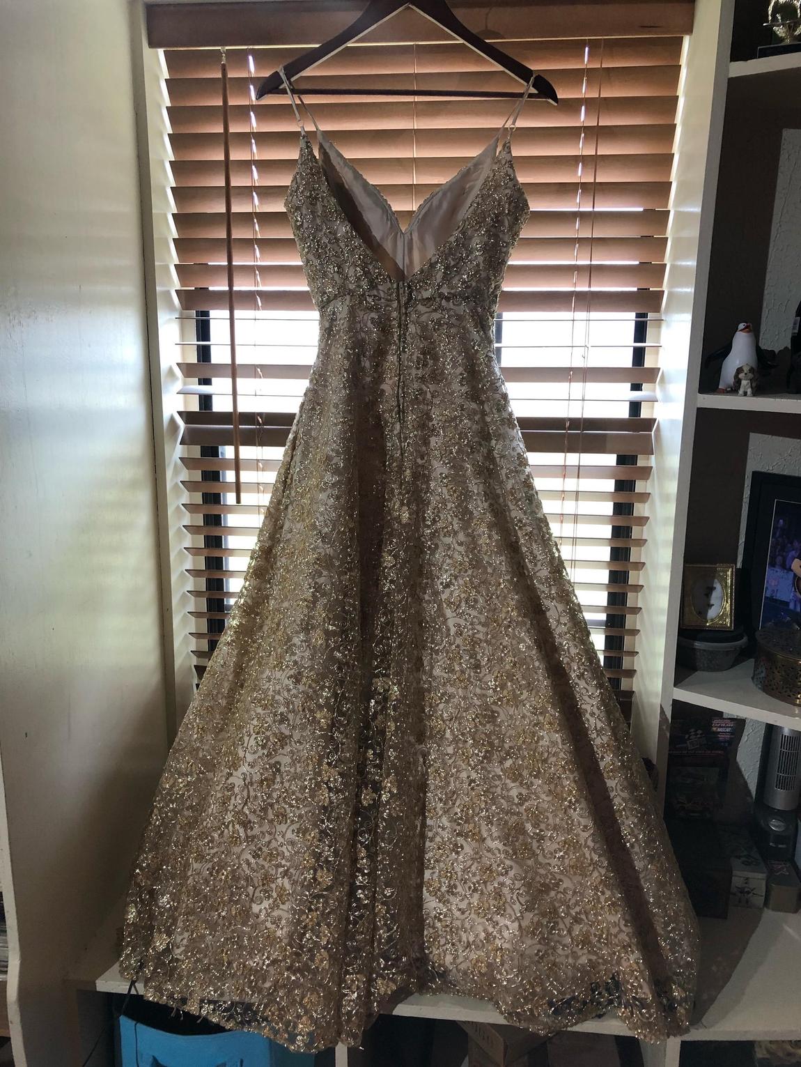 Size 4 Prom Lace Gold Ball Gown on Queenly