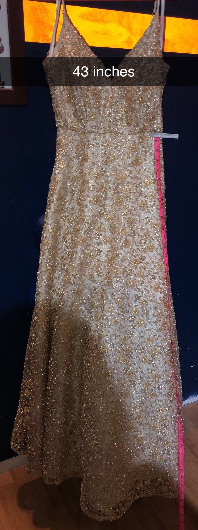 Size 4 Prom Lace Gold Ball Gown on Queenly