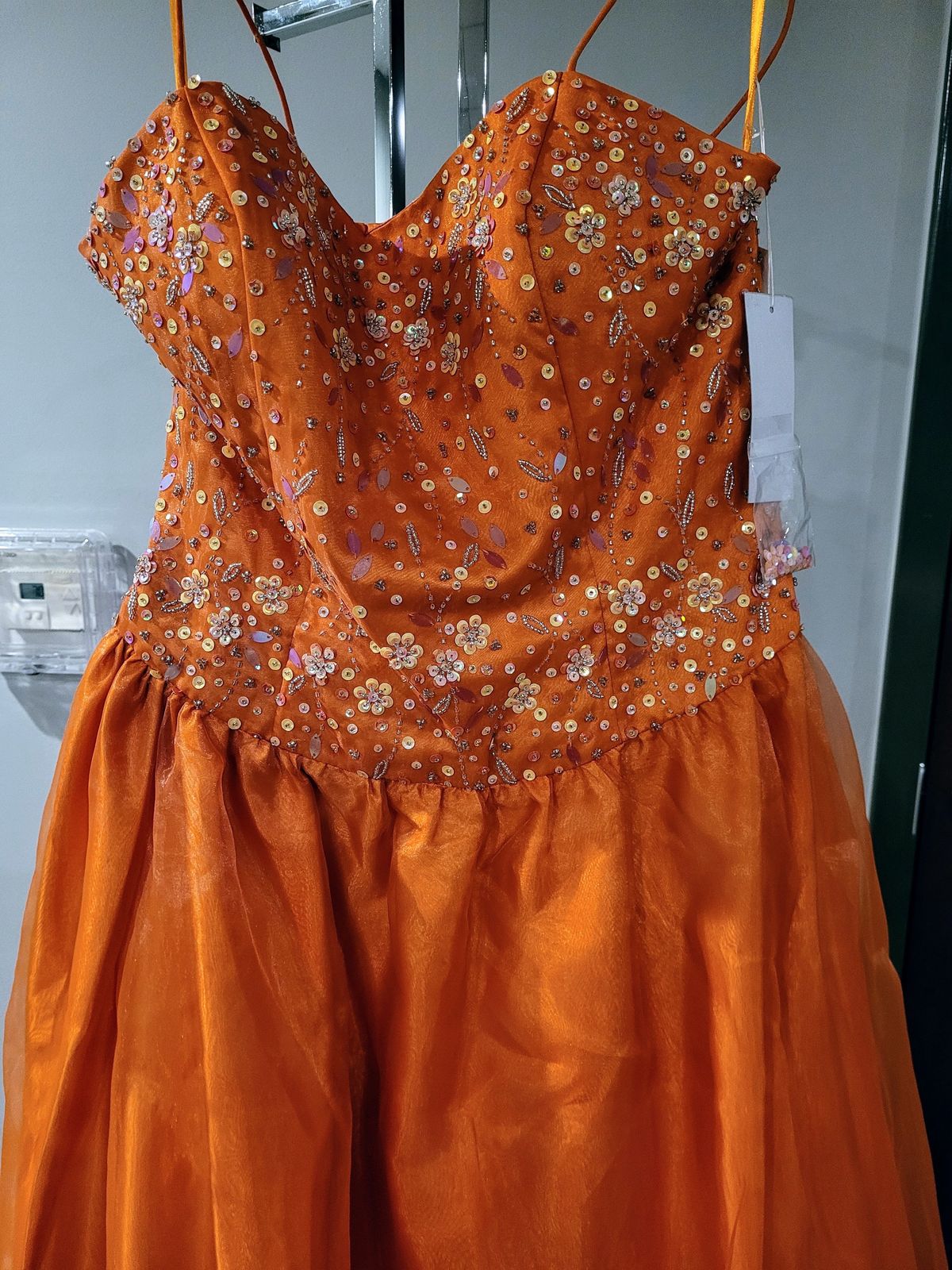 Style HB297 Sherri Hill Plus Size 16 Orange Ball Gown on Queenly