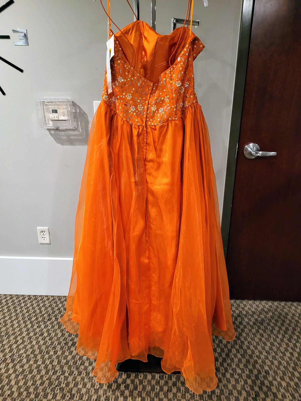 Style HB297 Sherri Hill Plus Size 16 Orange Ball Gown on Queenly