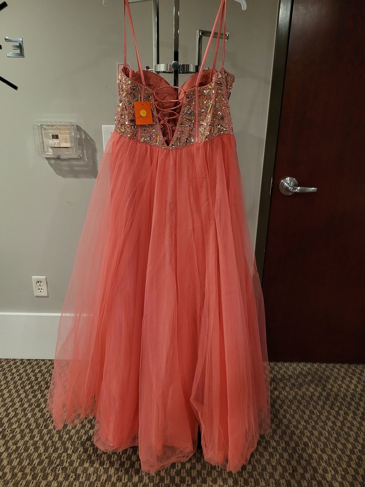 Style 7707 Dave and Johnny Plus Size 16 Prom Strapless Sequined Pink A-line Dress on Queenly