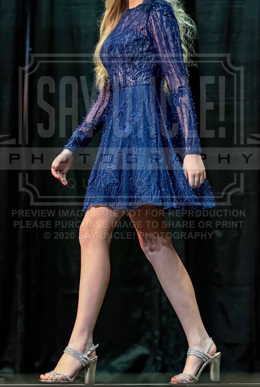 Sherri Hill Size 0 Prom Long Sleeve Sequined Navy Blue Cocktail Dress on Queenly