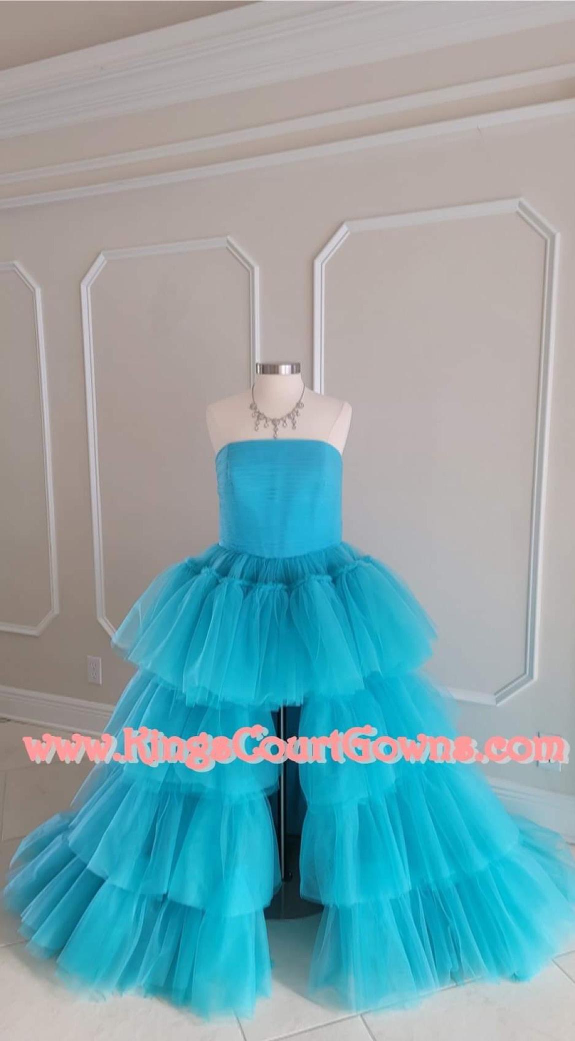 Size 10 Blue Ball Gown on Queenly
