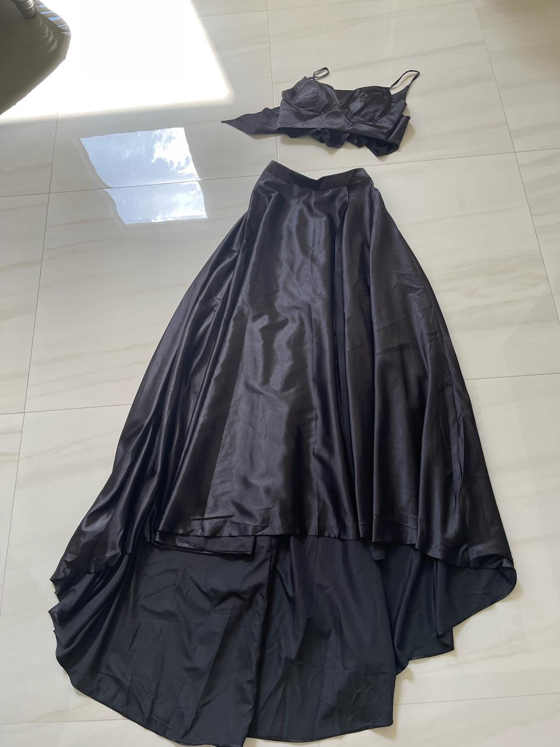 Size 10 Satin Black A-line Dress on Queenly