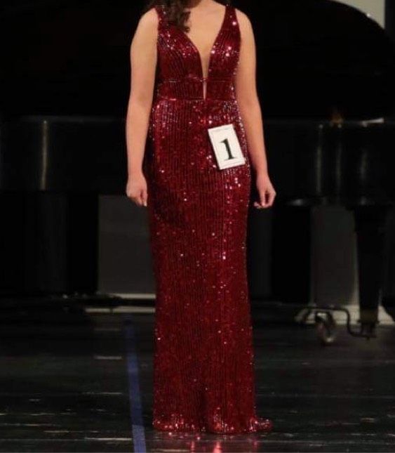 Tiffany Designs Size 6 Prom Sequined Red Floor Length Maxi on Queenly