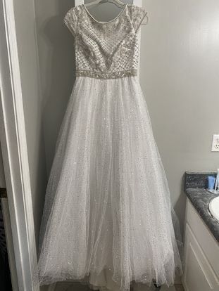 Sherri Hill Size 8 Wedding Cap Sleeve Sequined White A-line Dress on Queenly