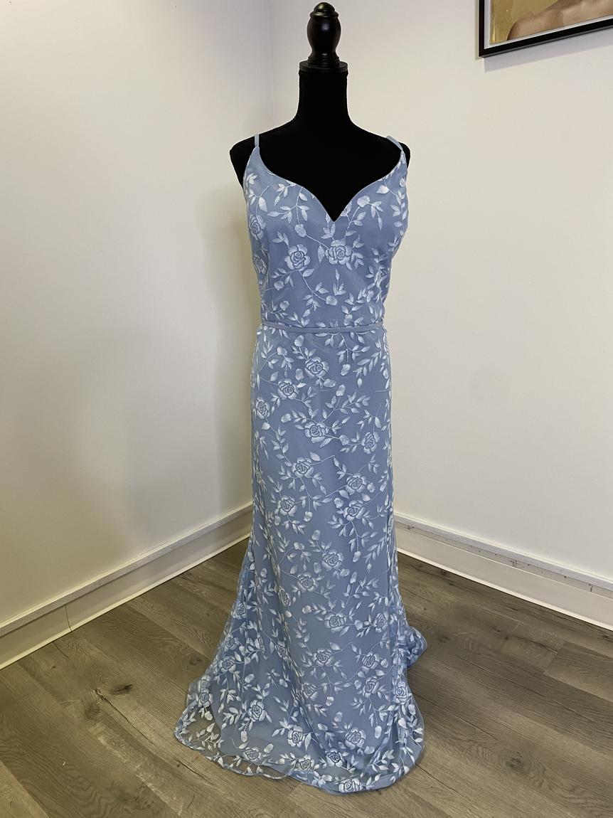 Style 22909 Christina Wu Plus Size 26 Floral Blue Mermaid Dress on Queenly