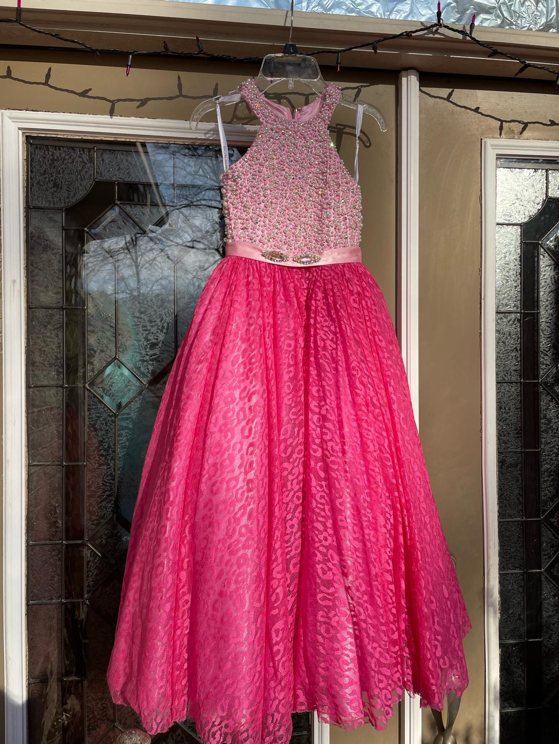 Rachel Allan Perfect Angela Girls Size 4 Pageant Pink Ball Gown on Queenly