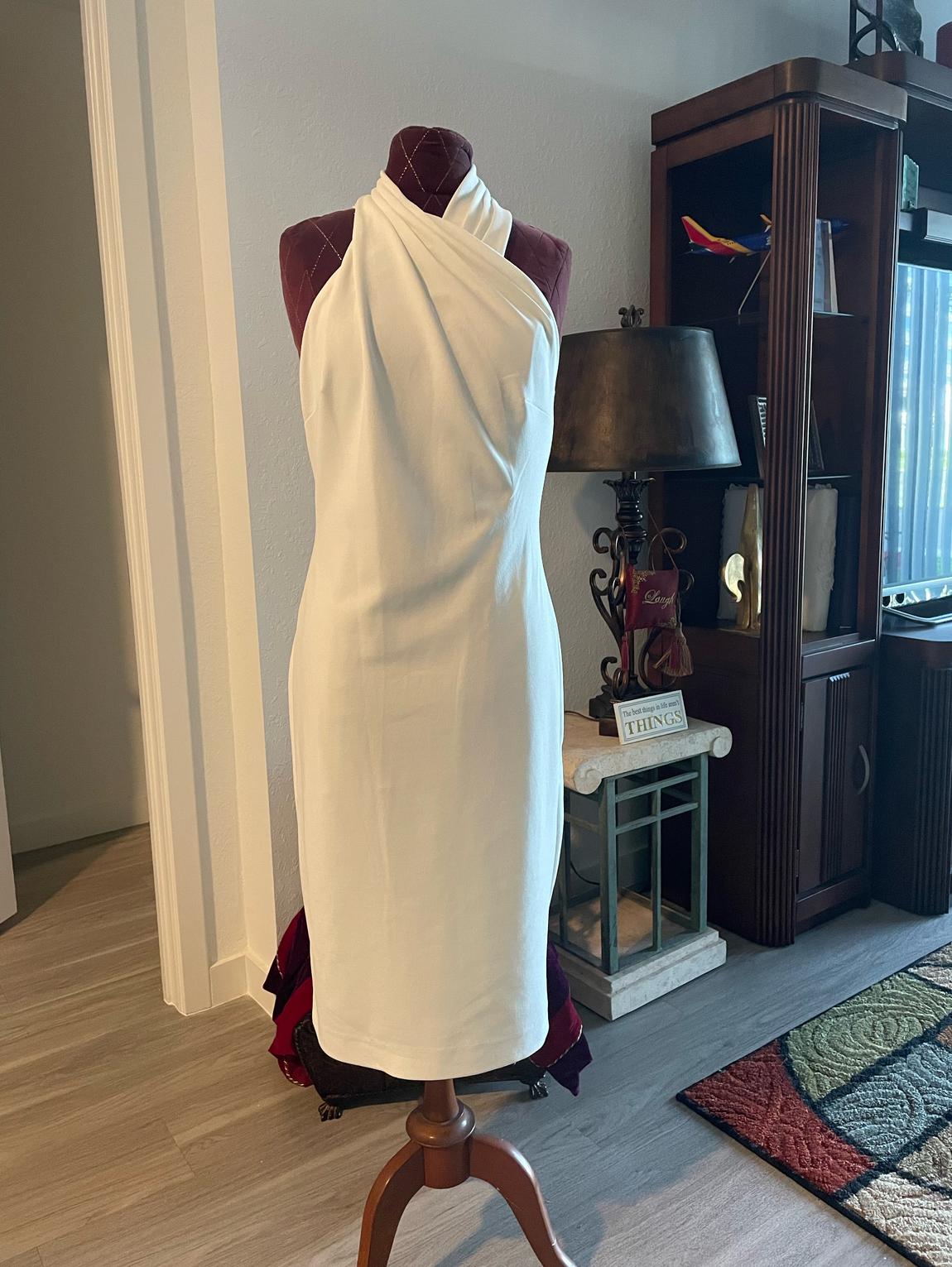 Size 8 High Neck White Floor Length Maxi on Queenly
