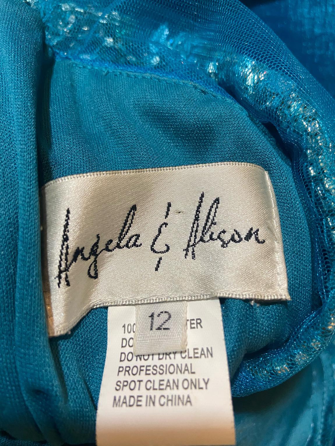 Angela and Alison Size 12 Halter Blue Mermaid Dress on Queenly