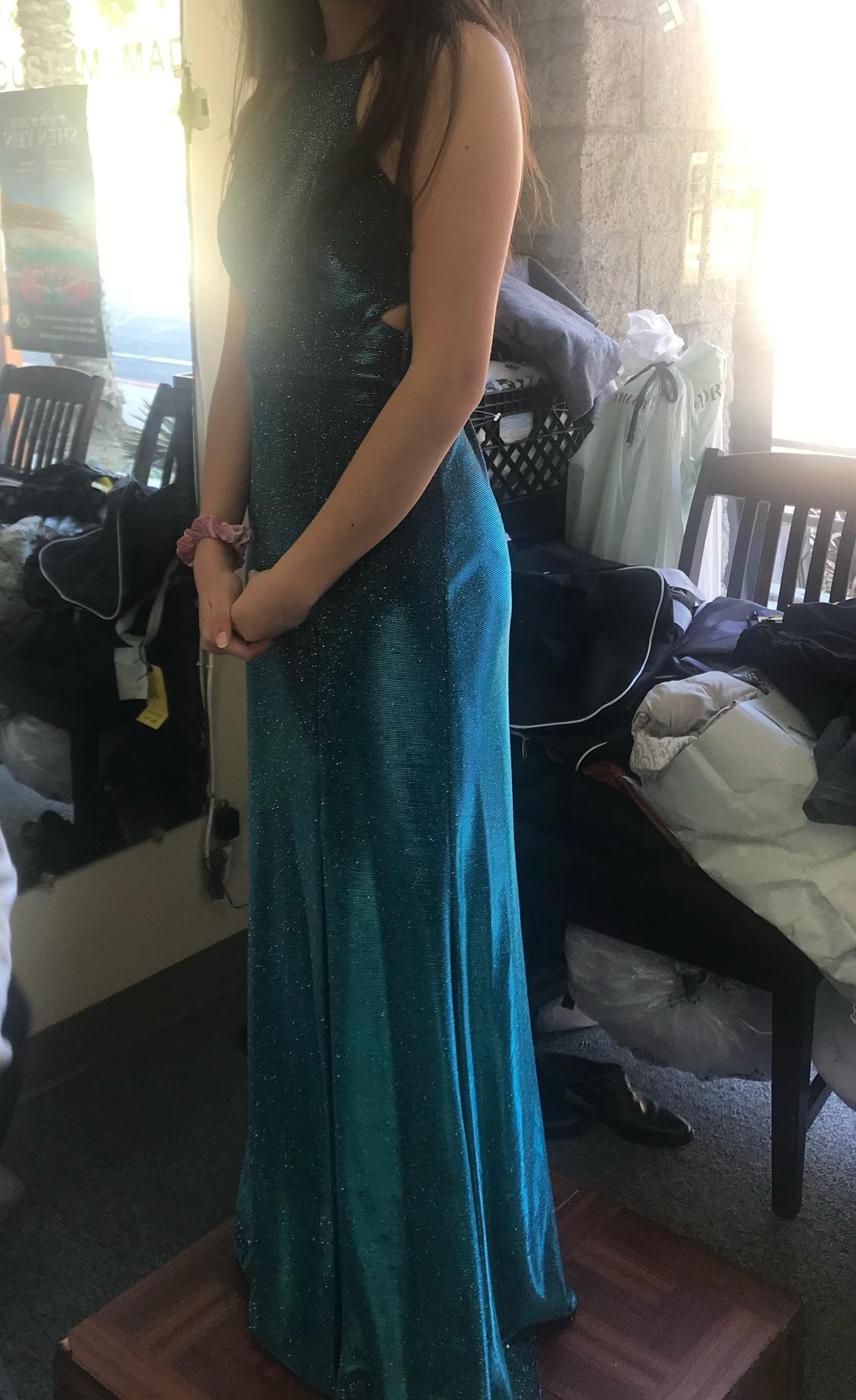 Morgan and Co Size 2 Prom Halter Blue Mermaid Dress on Queenly