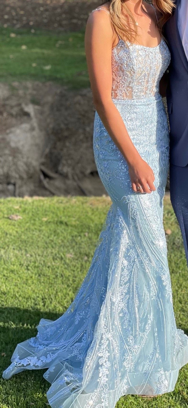 Sherri Hill Size 0 Prom Sequined Light Blue Cocktail Dress on Queenly