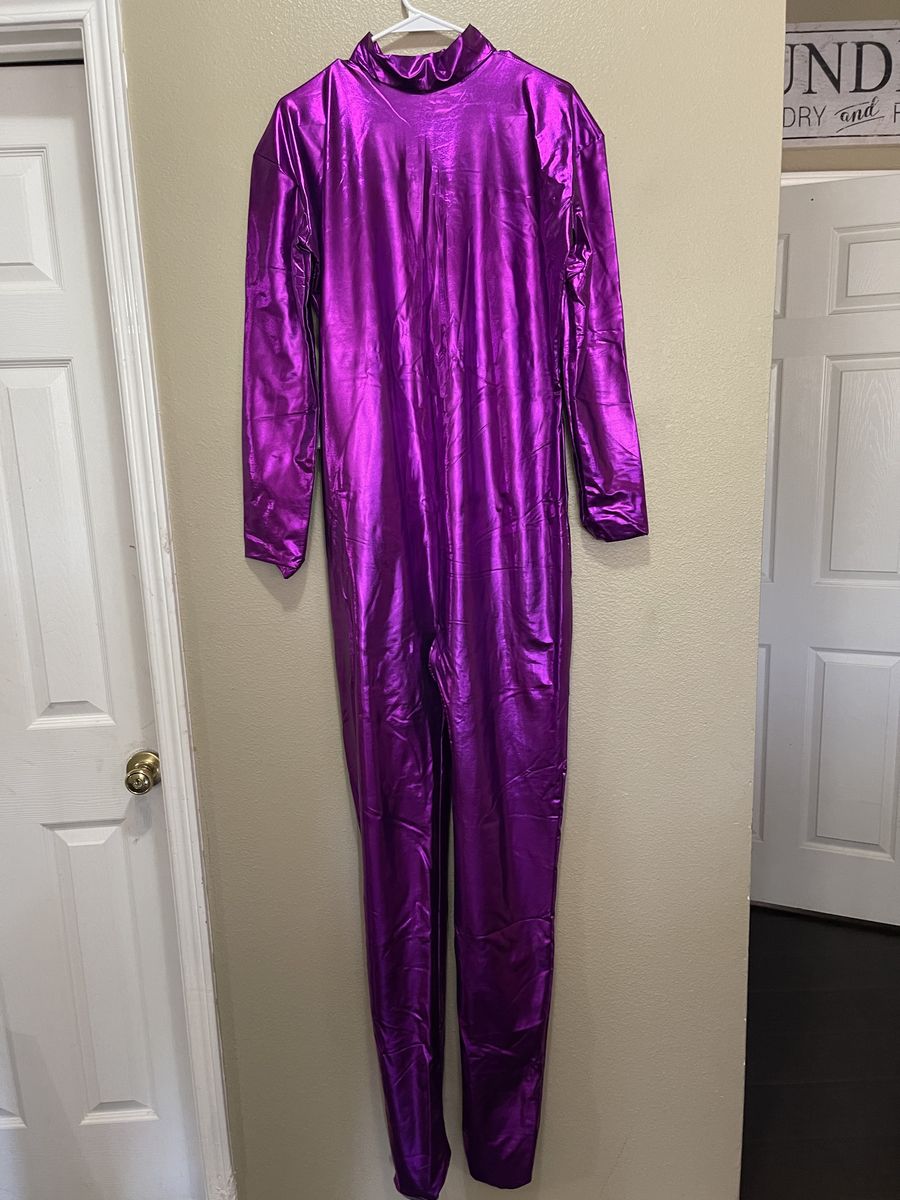 Size 12 Fun Fashion Long Sleeve Purple Formal Jumpsuit on Queenly