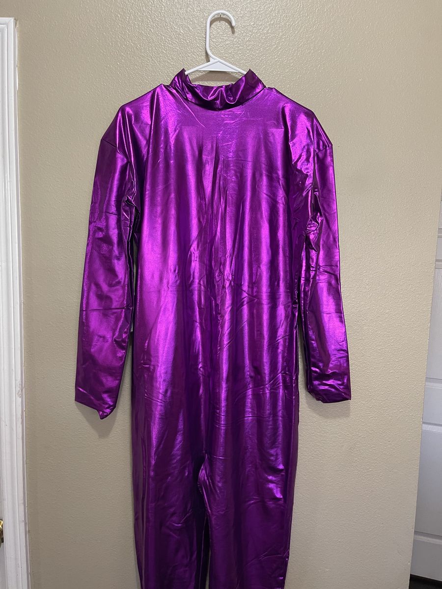 Size 12 Fun Fashion Long Sleeve Purple Formal Jumpsuit on Queenly