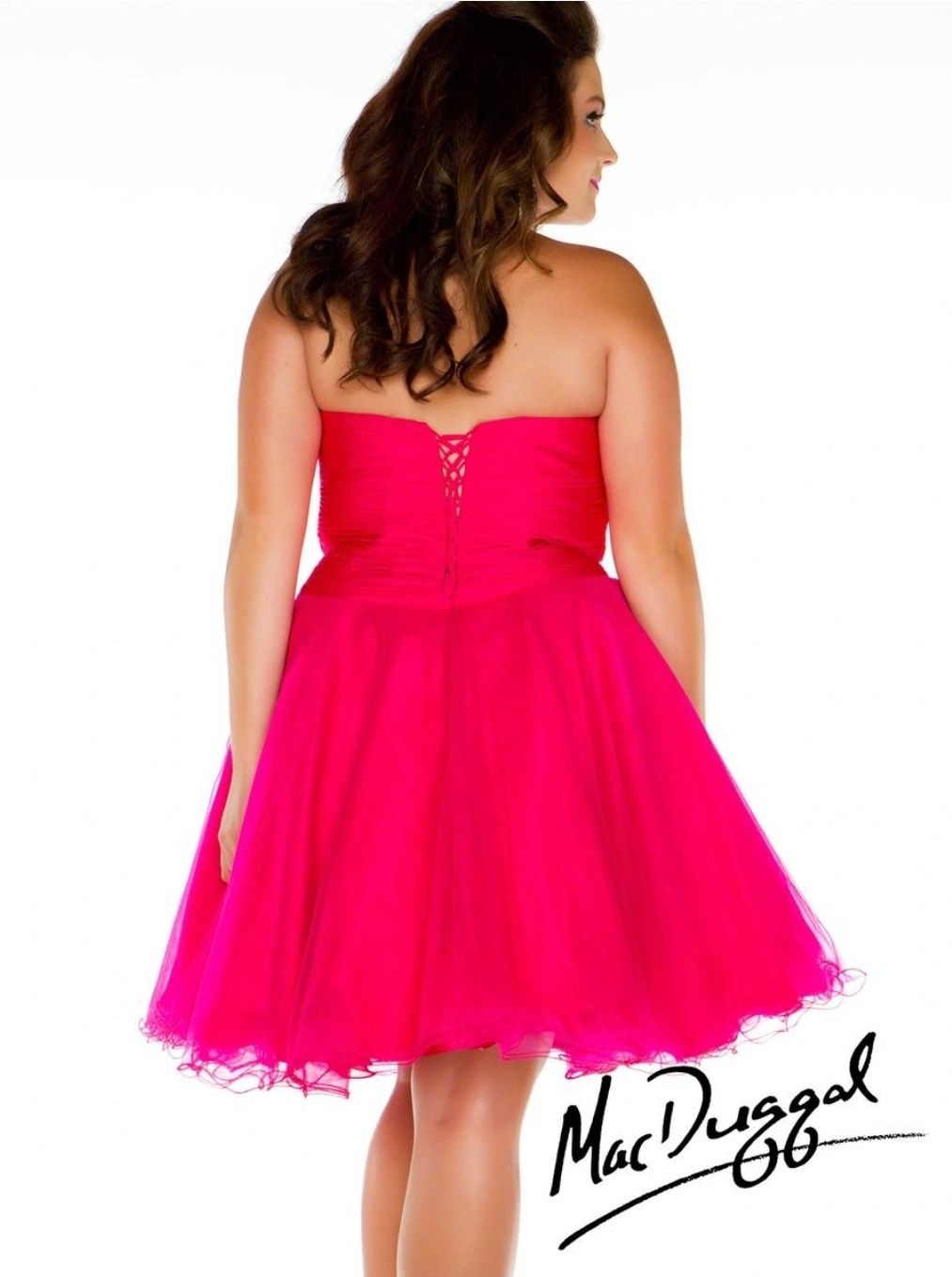Style 61065K Mac Duggal Plus Size 24 Homecoming Hot Pink Cocktail Dress on Queenly