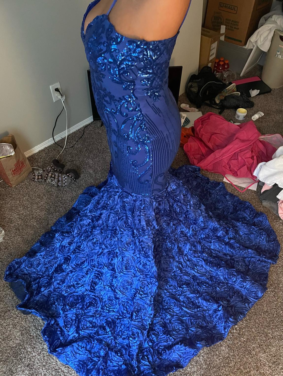 Custom Size 10 Prom Blue Mermaid Dress on Queenly