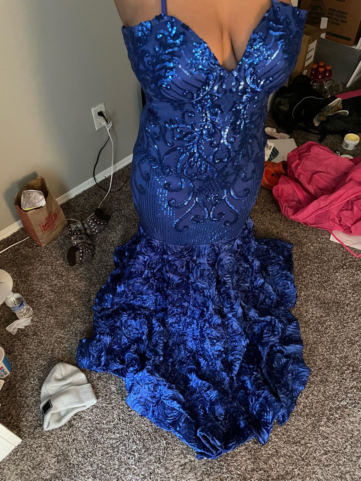Custom Size 10 Prom Blue Mermaid Dress on Queenly