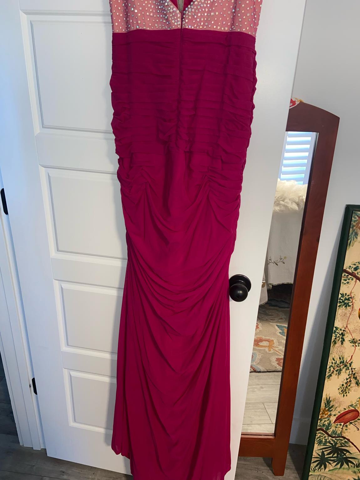 La Femme Size 10 Prom Sequined Hot Pink Mermaid Dress on Queenly