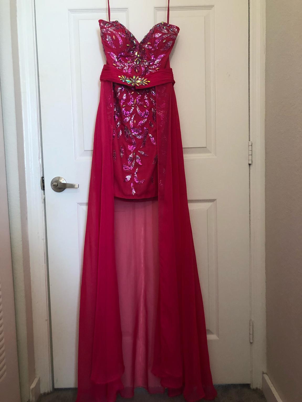 Size 4 Homecoming Strapless Sequined Hot Pink Cocktail Dress on Queenly
