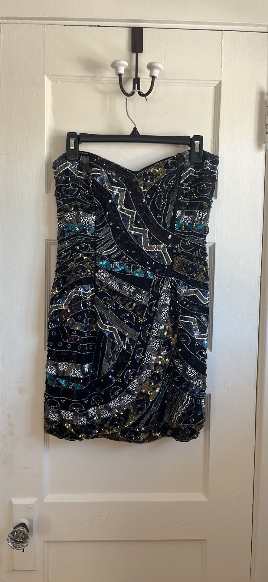 French Connection Size 6 Homecoming Strapless Sequined Multicolor Cocktail Dress on Queenly