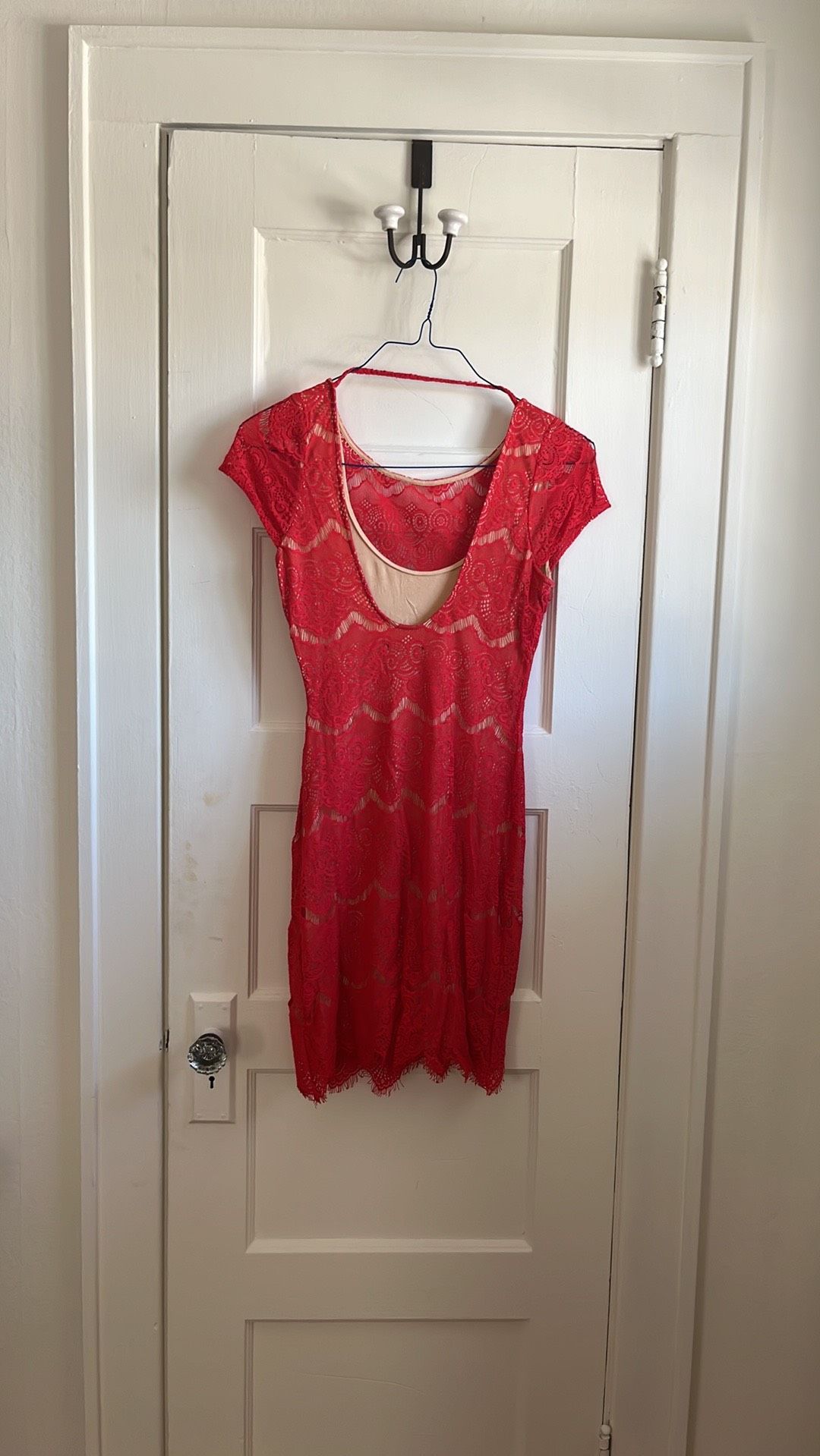 Bebe Size 4 Homecoming Lace Red Cocktail Dress on Queenly