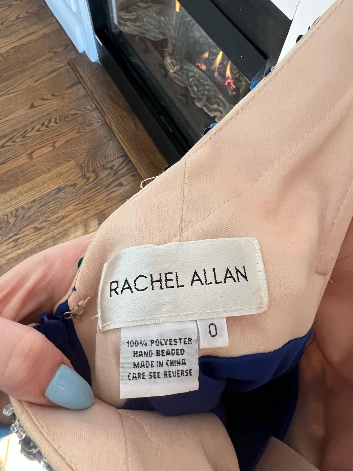 Rachel Allan Size 0 Sheer Blue Cocktail Dress on Queenly