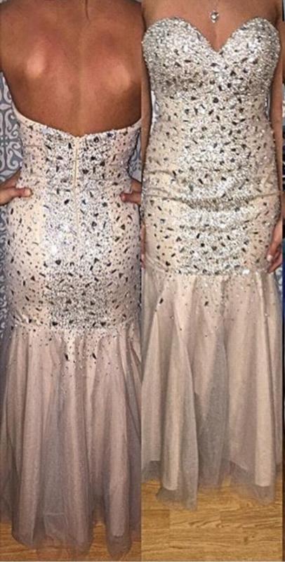 Terani Couture Size 6 Prom Strapless Sequined Nude Mermaid Dress on Queenly