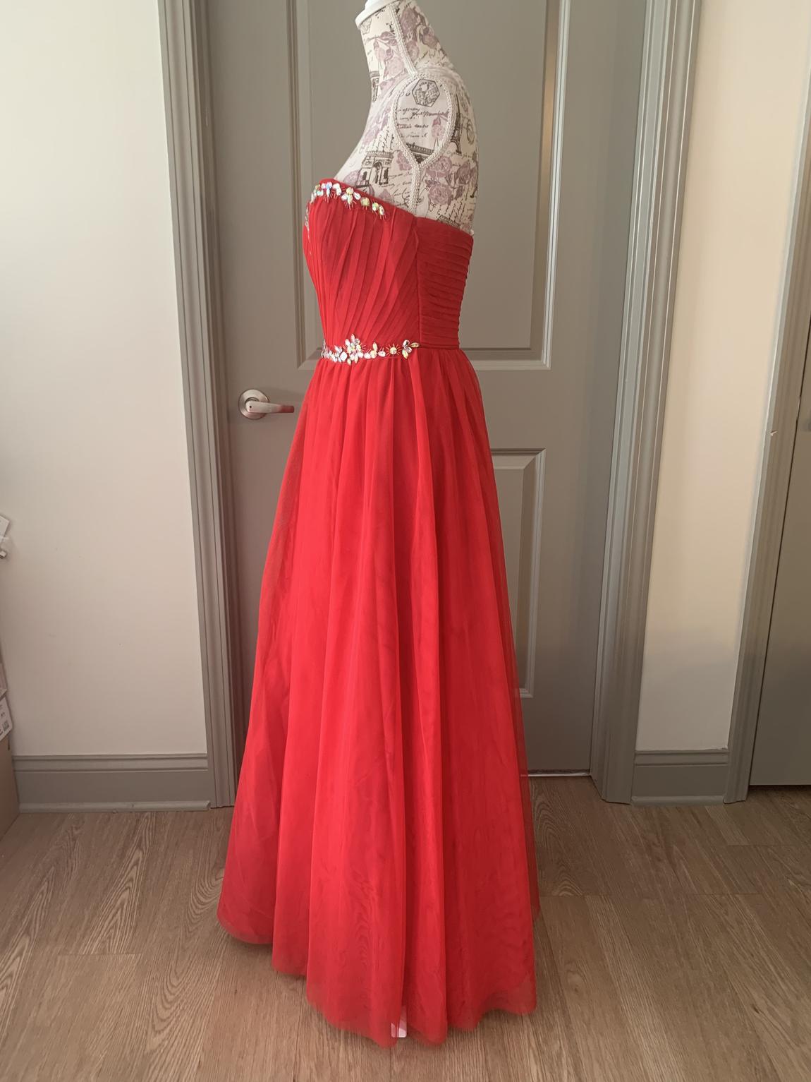 dressy DEB Size 6 Pageant Strapless Sequined Red Ball Gown on Queenly