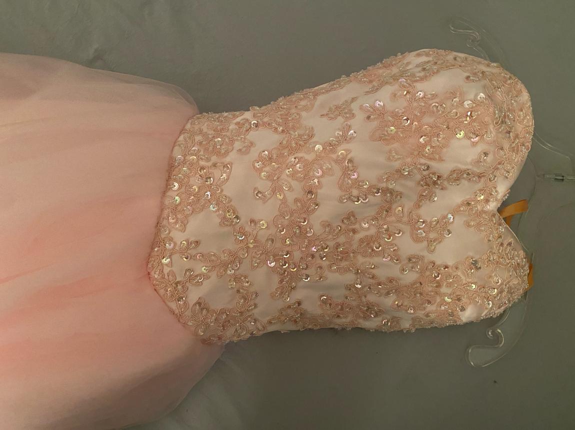 Size 2 Strapless Pink Ball Gown on Queenly