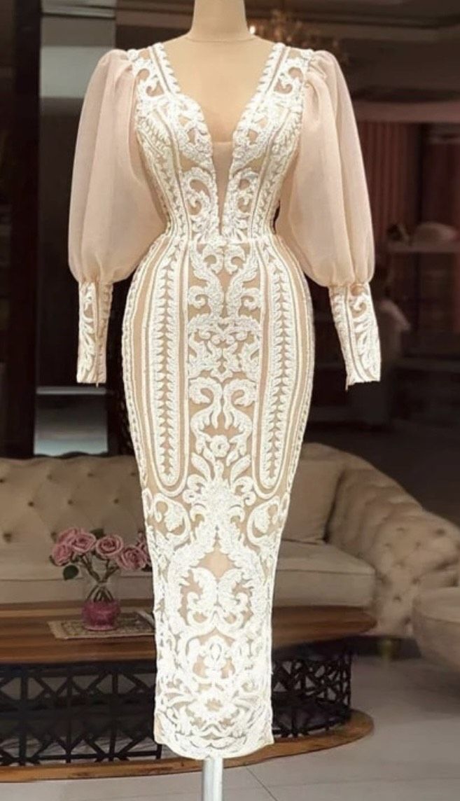 Size 14 Pageant Long Sleeve Nude Cocktail Dress on Queenly