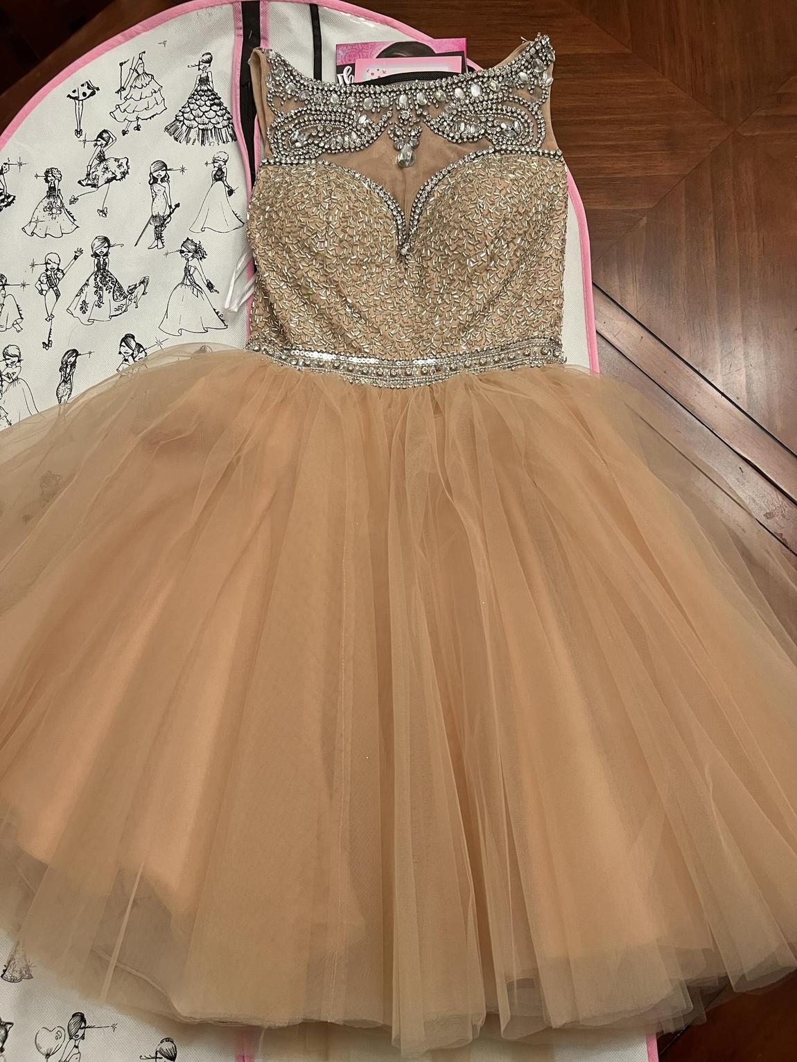 Size 00 Homecoming Sequined Nude Cocktail Dress on Queenly