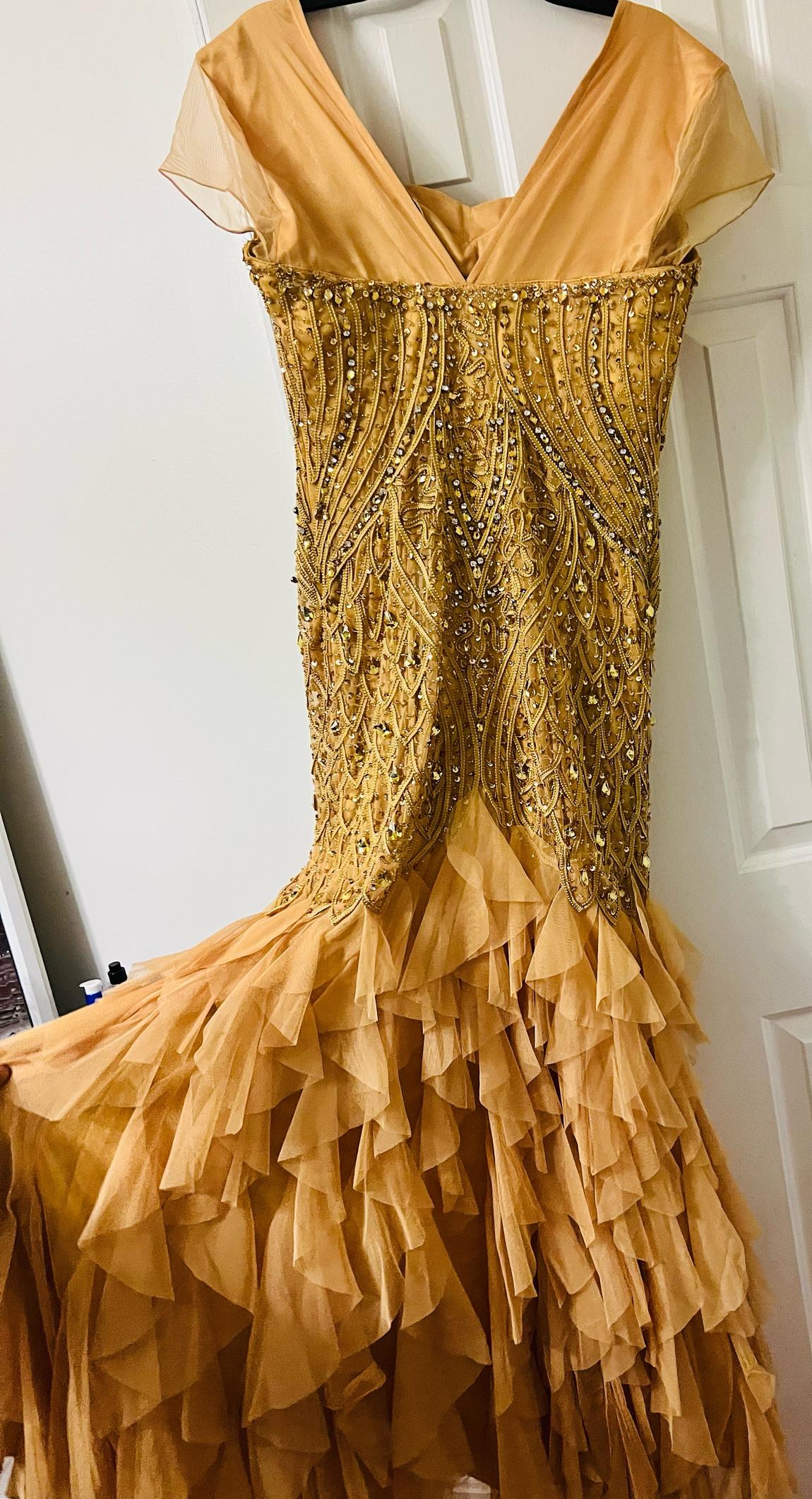 Best looks Size 14 Gold Dress With Train on Queenly
