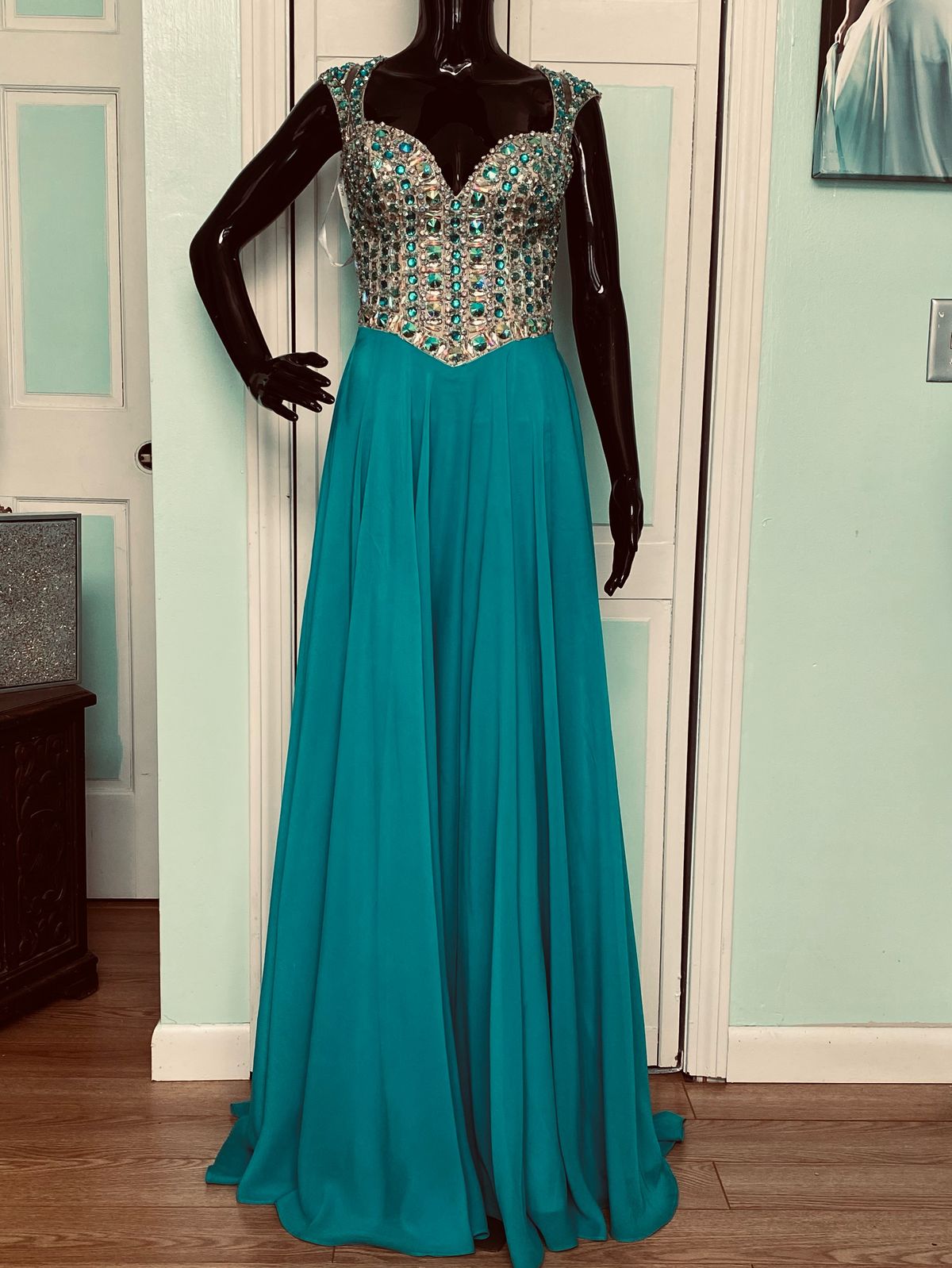 Rachel Allan Size 0 Prom Green A-line Dress on Queenly