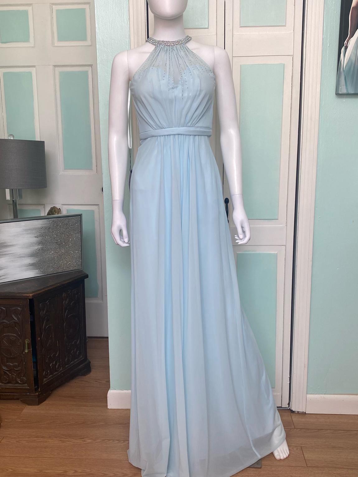 La Femme Size 0 Sheer Blue A-line Dress on Queenly