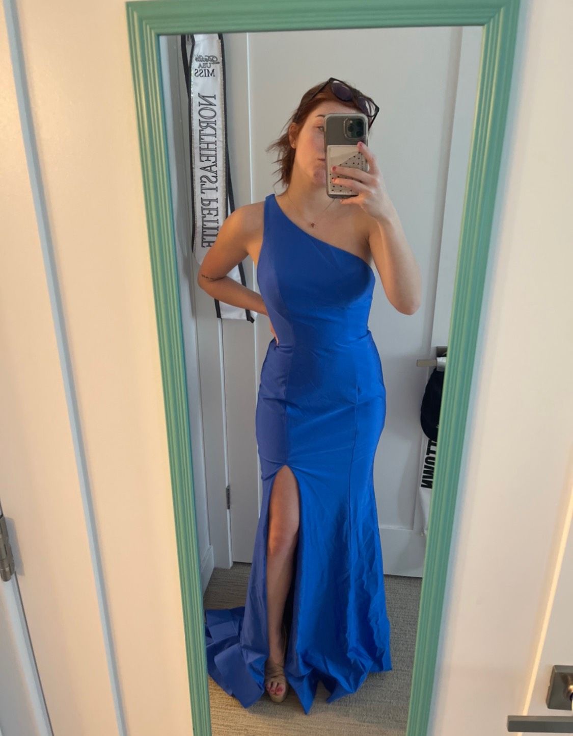 Sherri Hill Size 4 Blue Side Slit Dress on Queenly